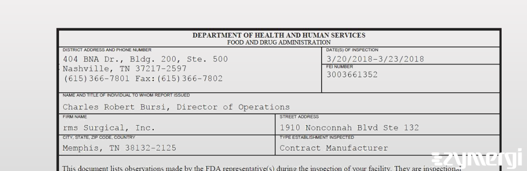 FDANews 483 rms Surgical, Inc. Mar 23 2018 top