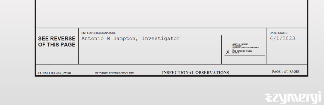 Antonio M. Hampton FDA Investigator 