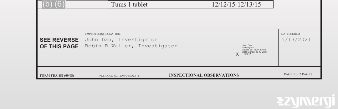 John Dan FDA Investigator Robin R. Waller FDA Investigator 