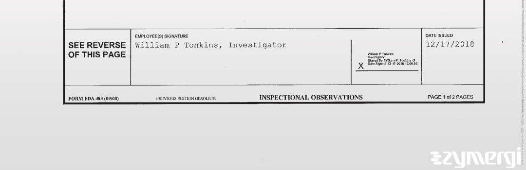 William P. Tonkins FDA Investigator 