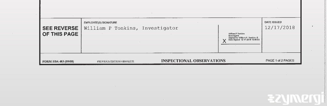 William P. Tonkins FDA Investigator