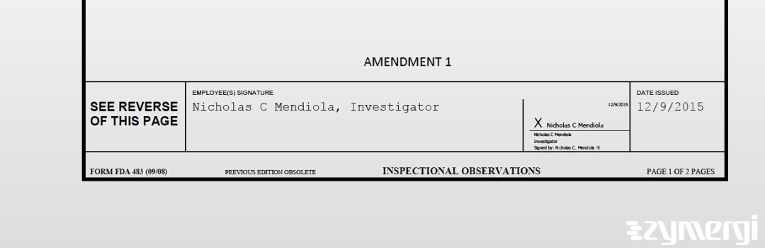 Nicholas C. Mendiola FDA Investigator 