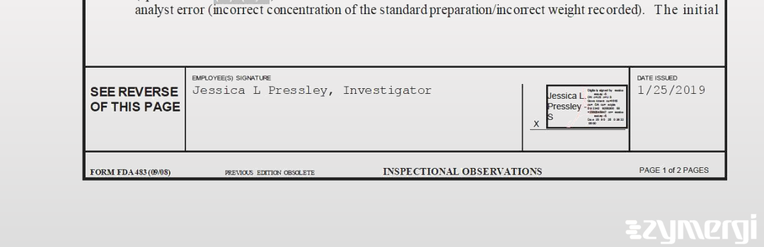 Jessica L. Pressley FDA Investigator 