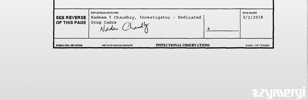 Nadeem I. Chaudhry FDA Investigator