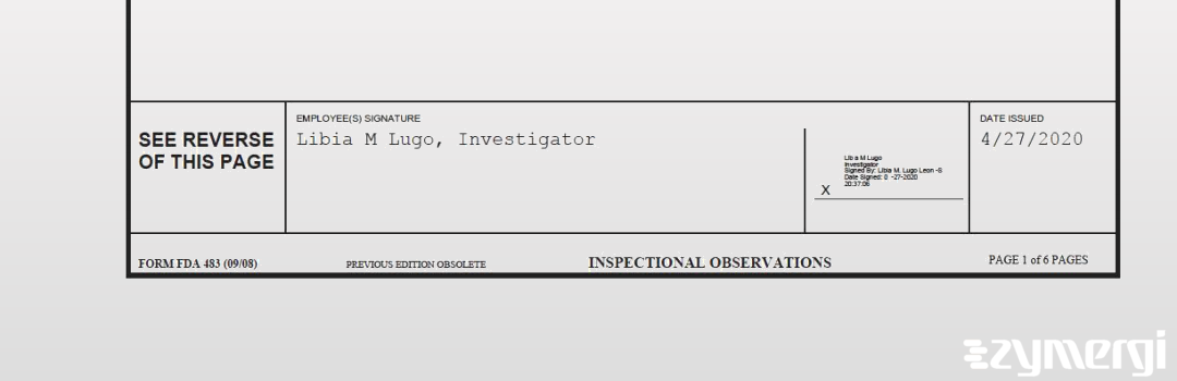 Libia M. Lugo FDA Investigator Adam R. Cooke FDA Investigator 