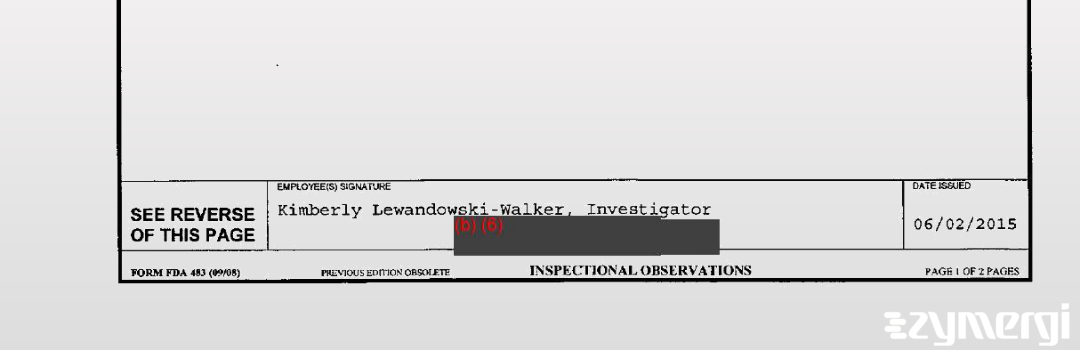 Kimberly Lewandowski-Walker FDA Investigator
