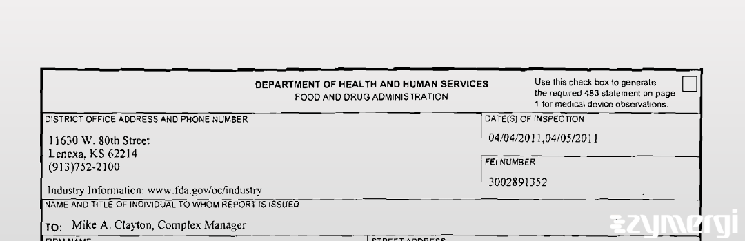 FDANews 483 Rose Acre Farms, Inc. (Guthrie Center location) Apr 5 2011 top