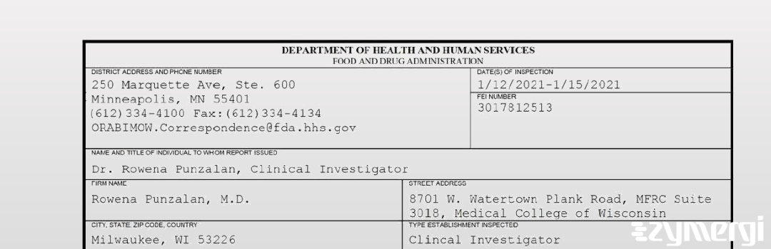 FDANews 483 Rowena Punzalan, M.D. Jan 15 2021 top