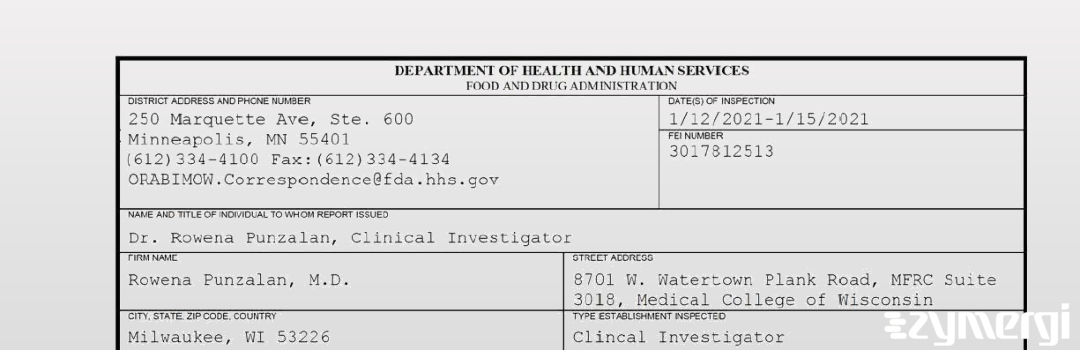 FDANews 483 Rowena Punzalan, M.D. Jan 15 2021 top