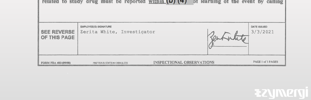 Zerita White FDA Investigator