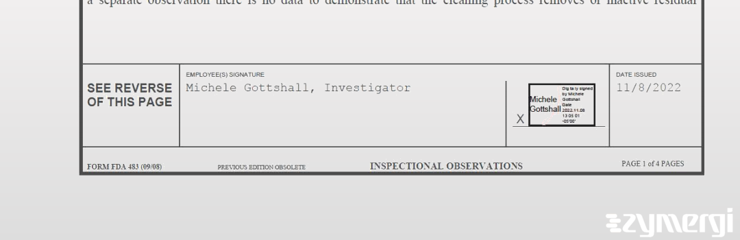 Michele Gottshall FDA Investigator