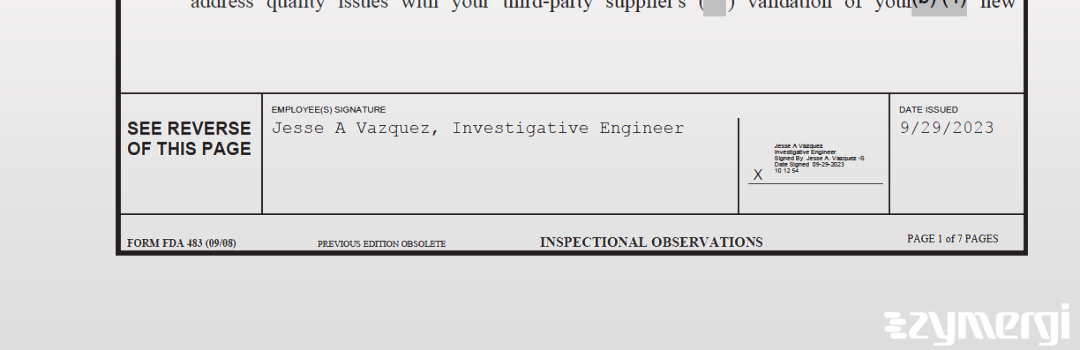 Jesse A. Vazquez FDA Investigator 