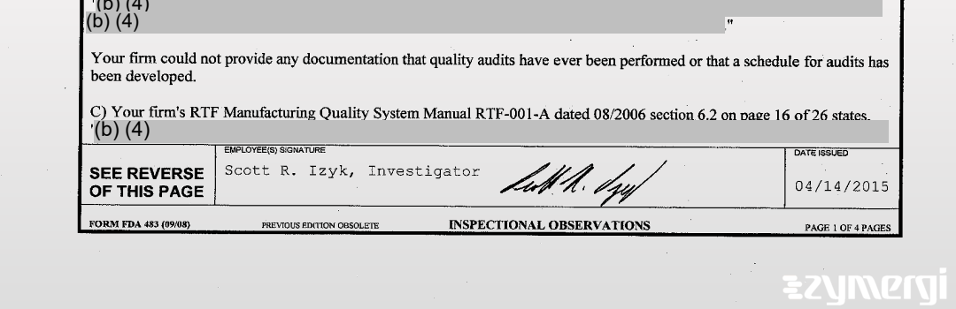 Scott R. Izyk FDA Investigator 