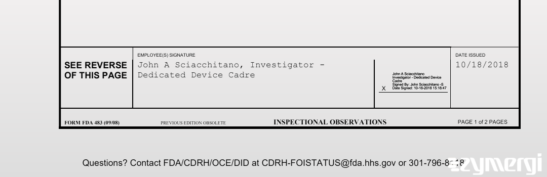 John A. Sciacchitano FDA Investigator 