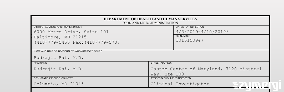 FDANews 483 Rudrajit Rai, M.D. Apr 10 2019 top