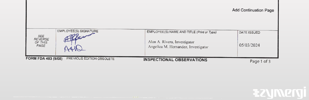 Angelica M. Hernandez FDA Investigator Alan A. Rivera FDA Investigator 