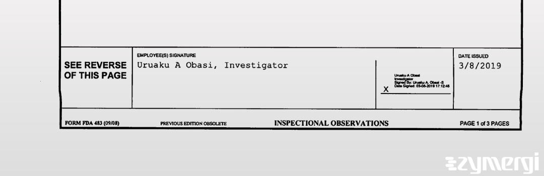 Uruaku A. Obasi FDA Investigator