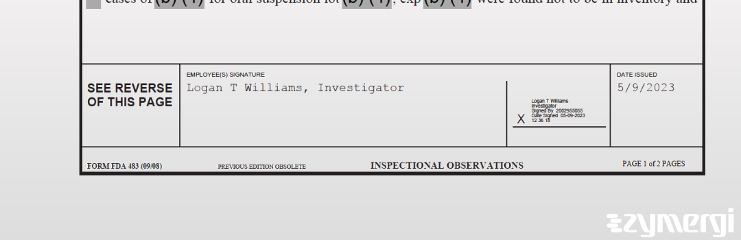 Logan T. Williams FDA Investigator