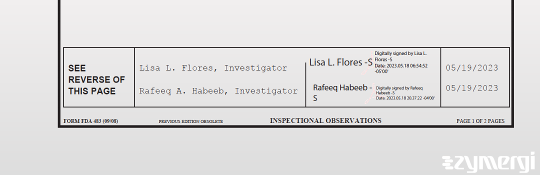 Lisa L. Flores FDA Investigator Rafeeq A. Habeeb FDA Investigator 