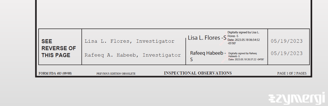 Lisa L. Flores FDA Investigator Rafeeq A. Habeeb FDA Investigator