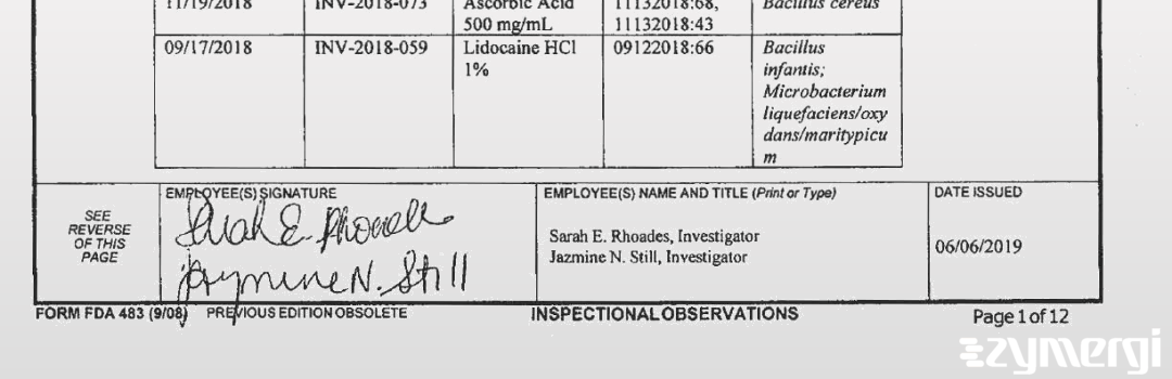 Sarah E. Rhoades FDA Investigator Jazmine N. Still FDA Investigator
