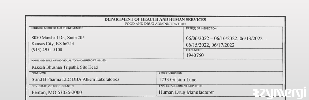 FDANews 483 S and B Pharma, Inc Jun 17 2022 top