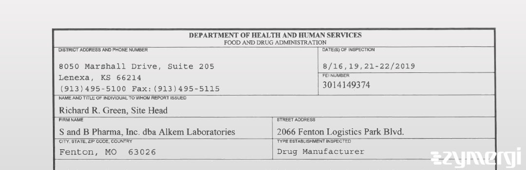 FDANews 483 S & B Pharma Inc. Aug 22 2019 top