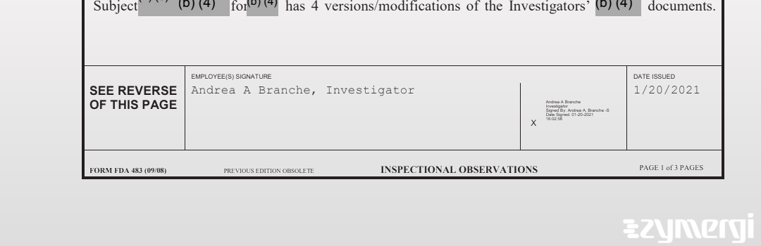 Andrea A. Branche FDA Investigator 