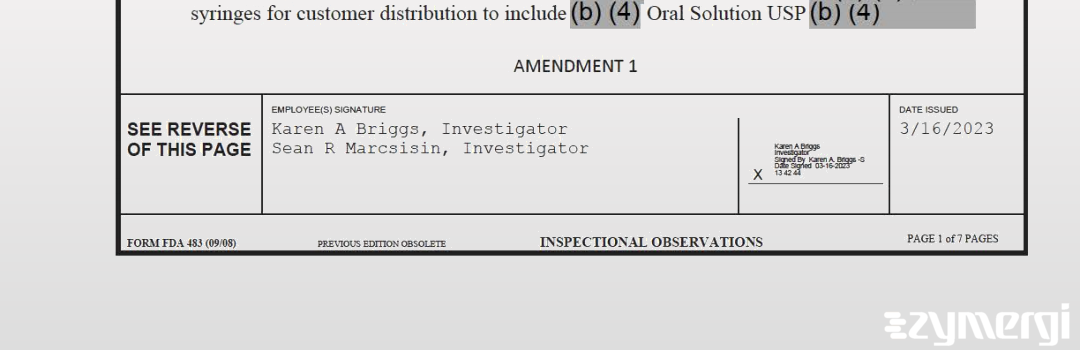 Sean R. Marcsisin FDA Investigator Karen A. Briggs FDA Investigator 