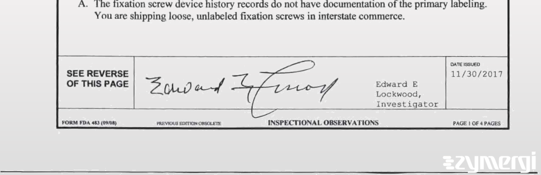 Edward E. Lockwood FDA Investigator