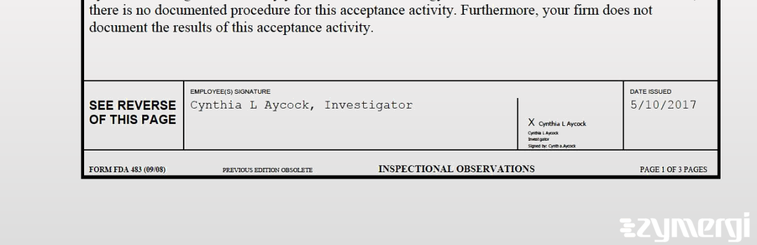 Cynthia L. Aycock FDA Investigator