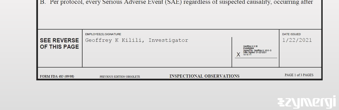 Geoffrey K. Kilili FDA Investigator 