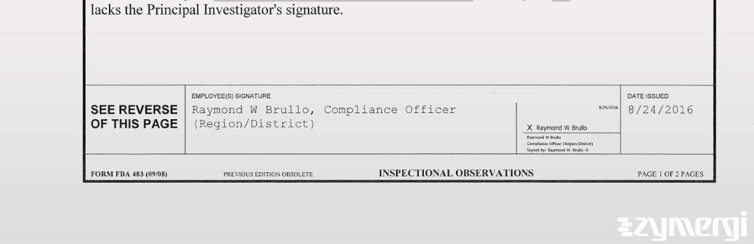 Raymond W. Brullo FDA Investigator