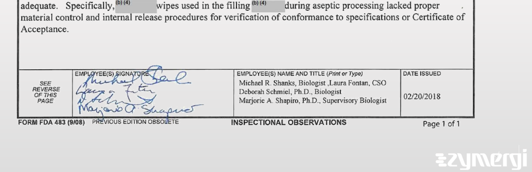 Michael Shanks FDA Investigator Marion Michaelis FDA Investigator 