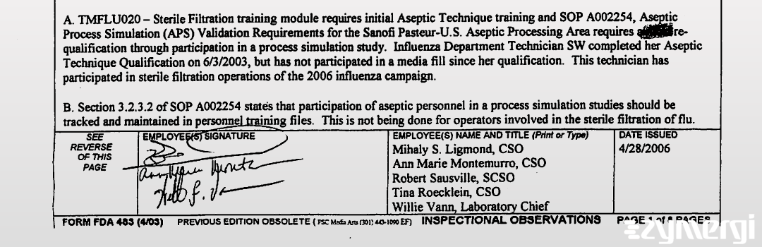 Mihaly S. Ligmond FDA Investigator Ann M. Montemurro FDA Investigator 