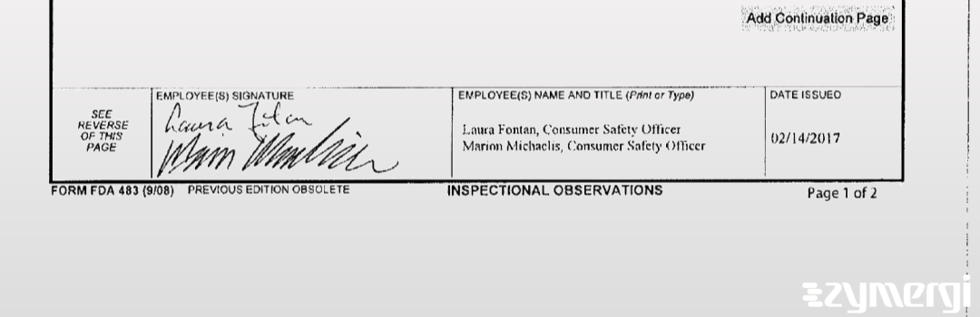 Laura Fontan FDA Investigator Marion Michaelis FDA Investigator