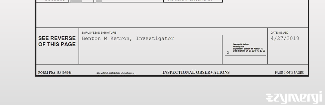 Benton M. Ketron FDA Investigator