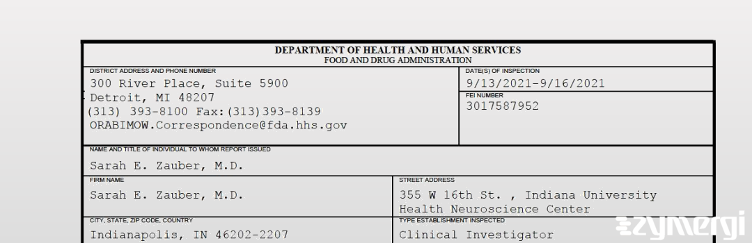 FDANews 483 Sarah E. Zauber, M.D. Sep 16 2021 top