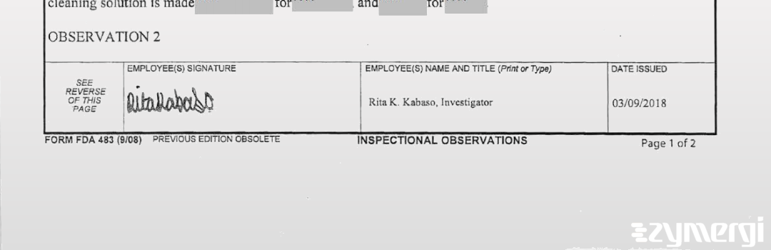 Rita K. Kabaso FDA Investigator