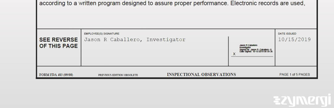 Jason R. Caballero FDA Investigator 