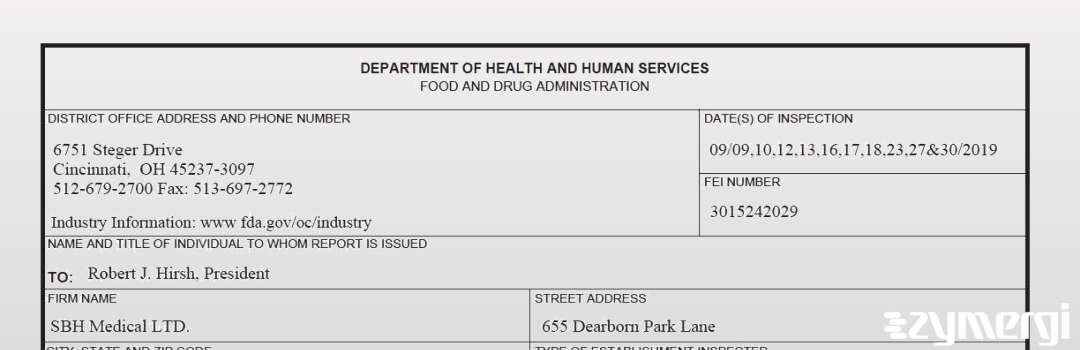 FDANews 483 SBH Medical, LTD Sep 30 2019 top