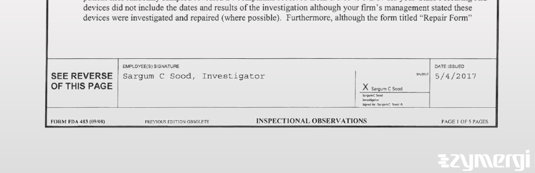 Sargum C. Sood FDA Investigator 