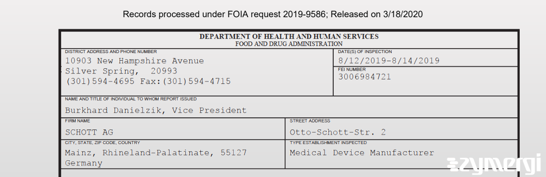 FDANews 483 SCHOTT AG Aug 14 2019 top