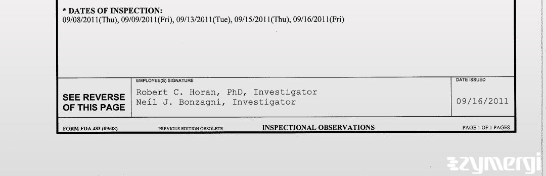 Neil J. Bonzagni FDA Investigator Robert C. Horan FDA Investigator 