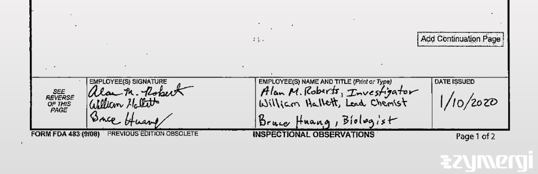 Alan M. Roberts FDA Investigator William Hallett FDA Investigator 