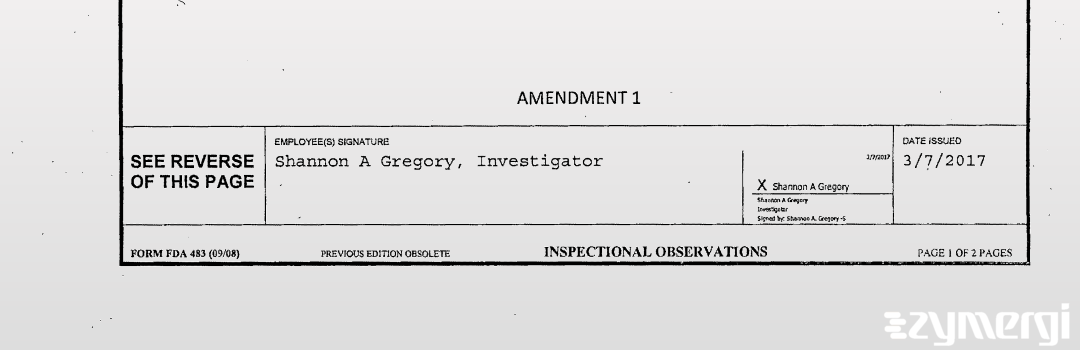 Shannon A. Gregory FDA Investigator 