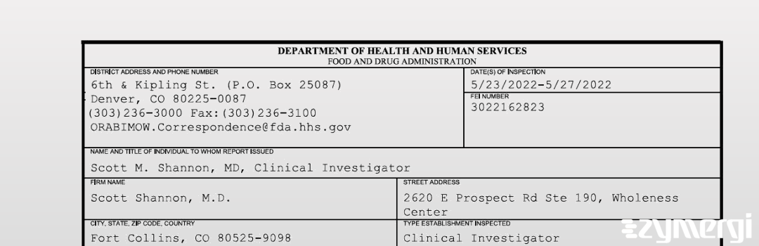 FDANews 483 Scott Shannon, M.D. May 27 2022 top