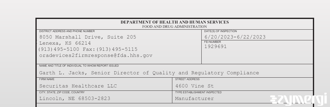 FDANews 483 Securitas Healthcare LLC Jun 22 2023 top