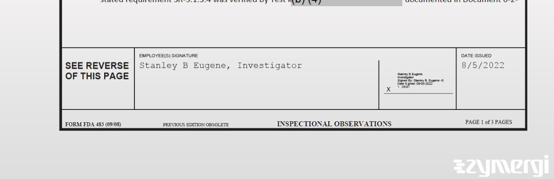 Stanley B. Eugene FDA Investigator