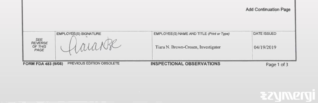 Tiara N. Brown-Crosen FDA Investigator 